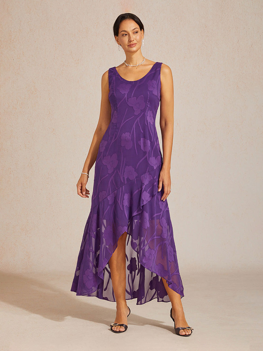 Floral Chiffon Sleeveless Gown