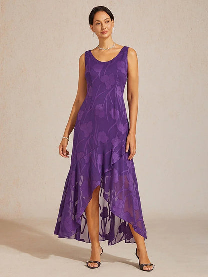 Floral Chiffon Sleeveless Gown