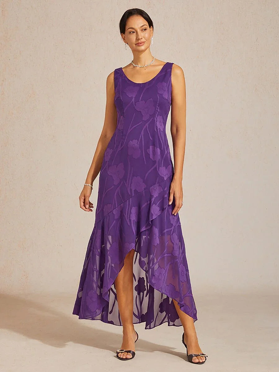 Floral Chiffon Sleeveless Gown