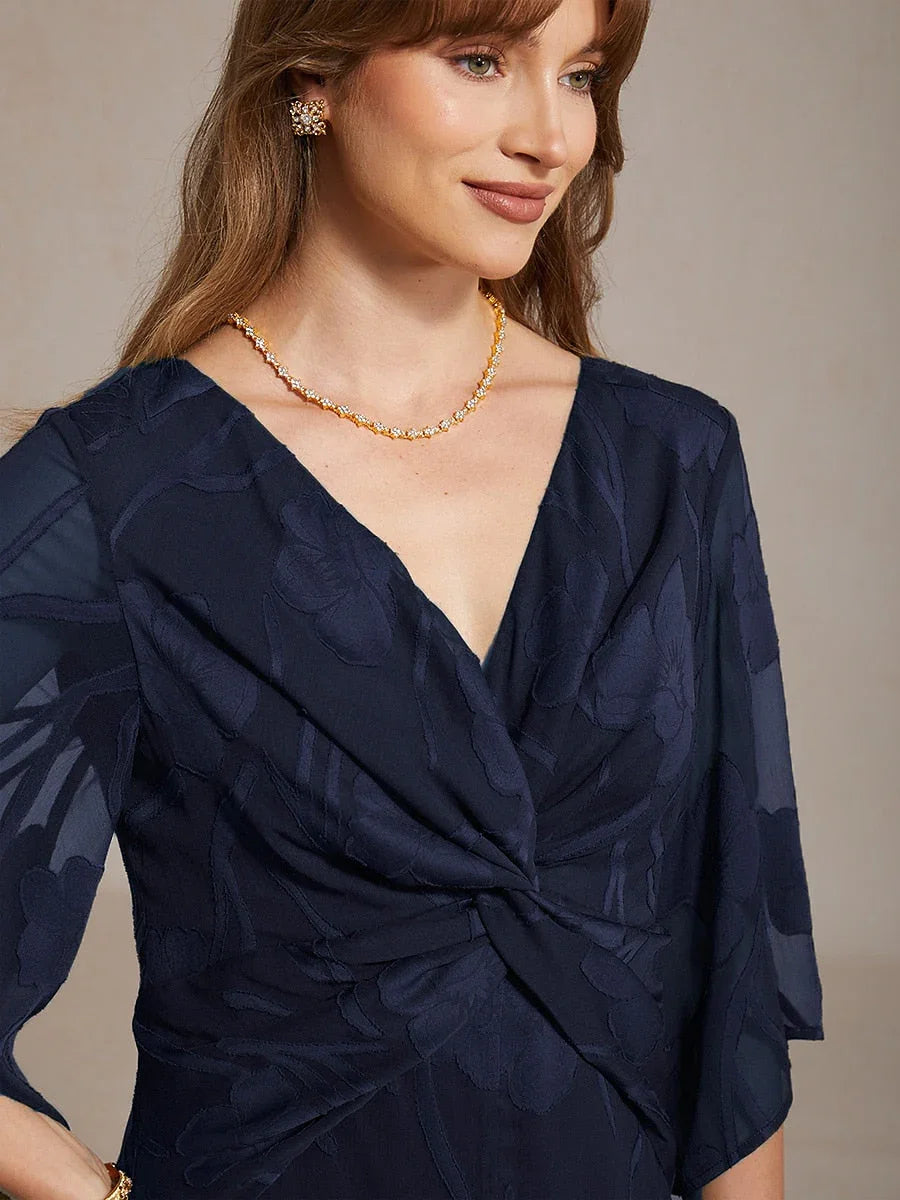 Robe longue en mousseline à volants, torsadée, à motif floral en dentelle