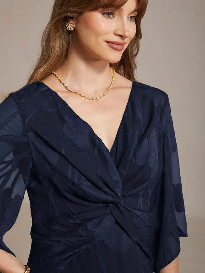 Robe longue en mousseline à volants, torsadée, à motif floral en dentelle