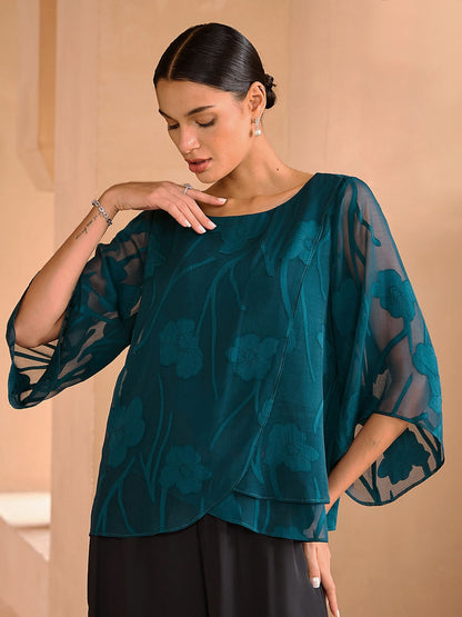 Floral Layered Chiffon Tops