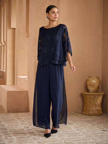 Floral Layered Chiffon Tops