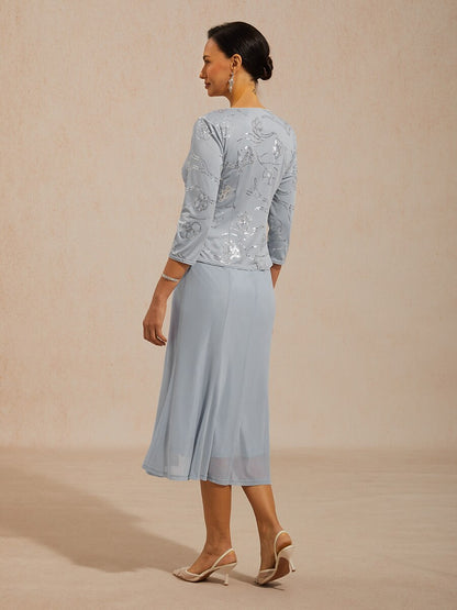 Midi Sequin Embroidered Jacket Dress