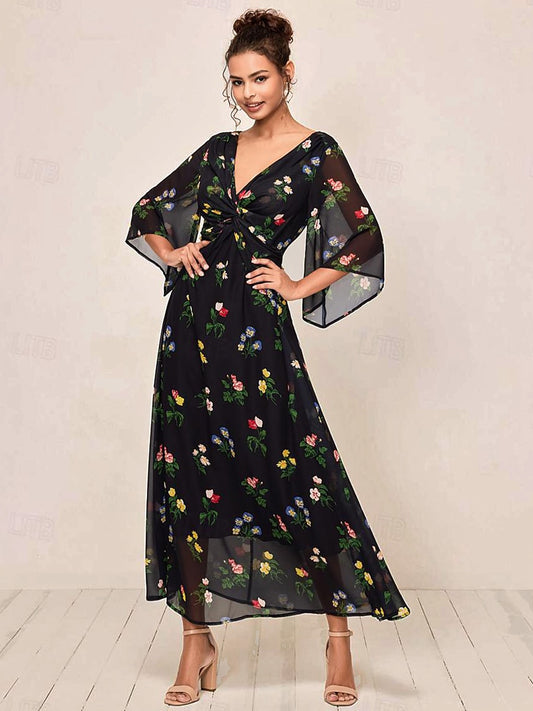 Floral Twisted Knot Maxi Dress