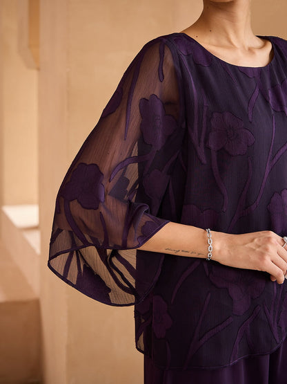 Floral Layered Chiffon Tops
