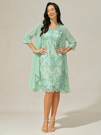 Green Lace Chiffon Dress Set