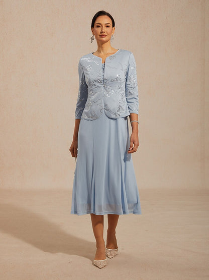 Midi Sequin Embroidered Jacket Dress