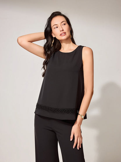Lace-Trimmed Satin Tank Top Cardigan Set
