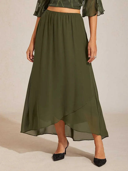 High-Low Overlay Chiffon Skirt with Lining