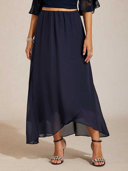 High-Low Overlay Chiffon Skirt with Lining