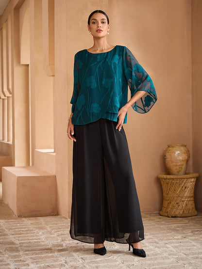 Floral Layered Chiffon Tops