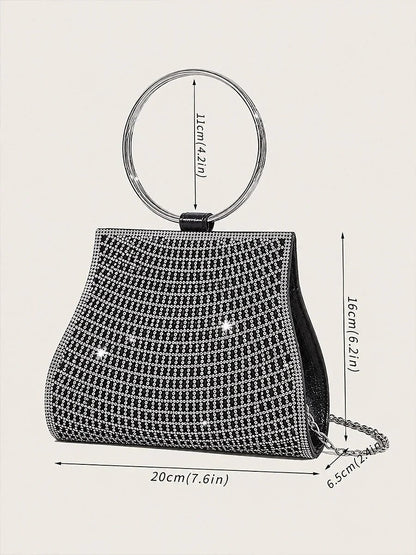 Crystal Clutch with Gold Ring Handle C Elegant Bag