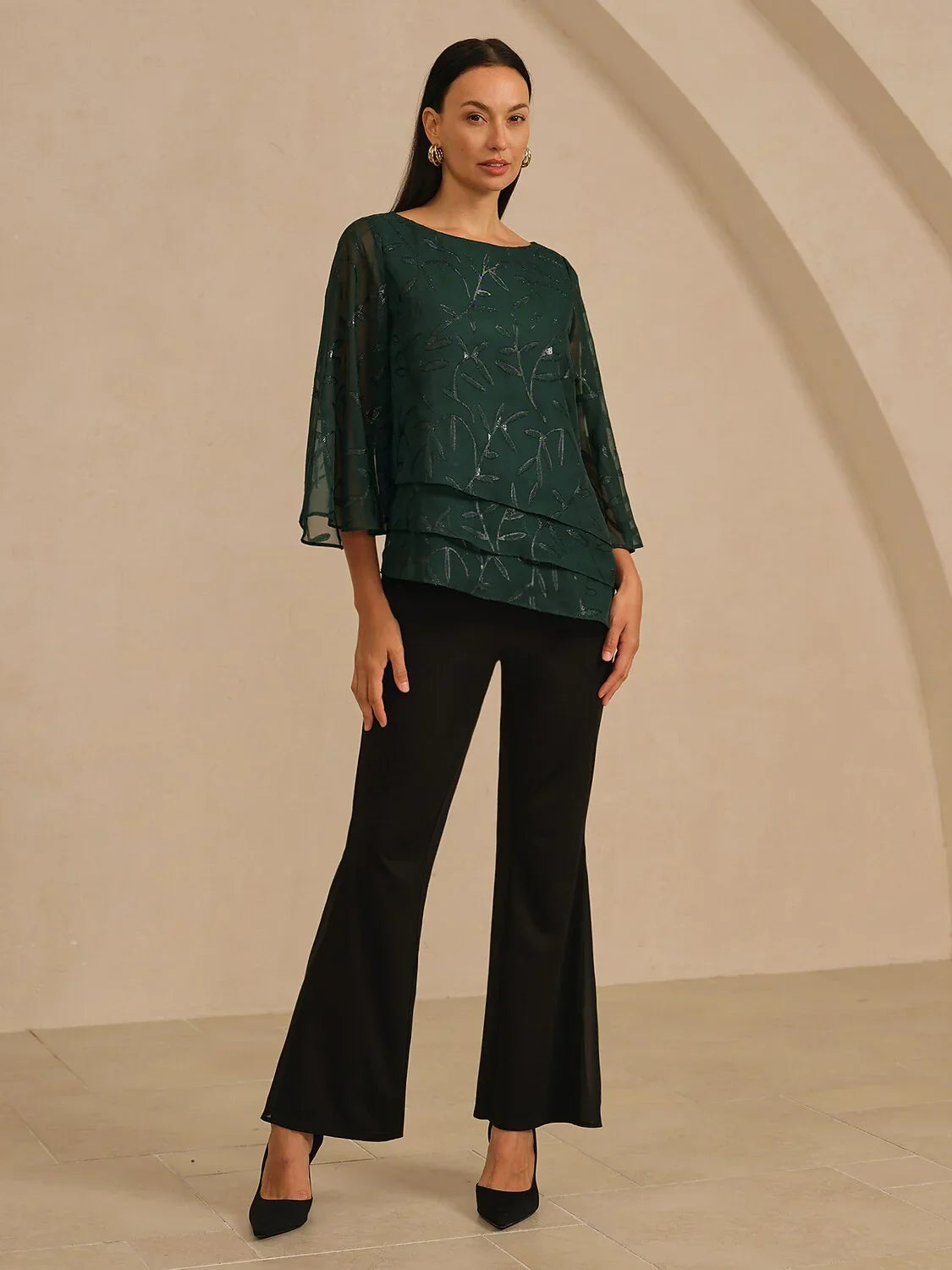 Chiffon Leaf Layered Blouse