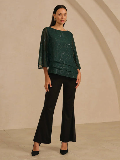 Chiffon Leaf Layered Blouse