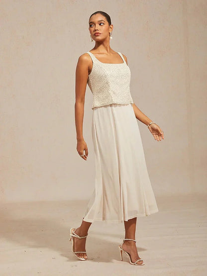 Mesh Sequin 3/4 Sleeve Jacket Dress