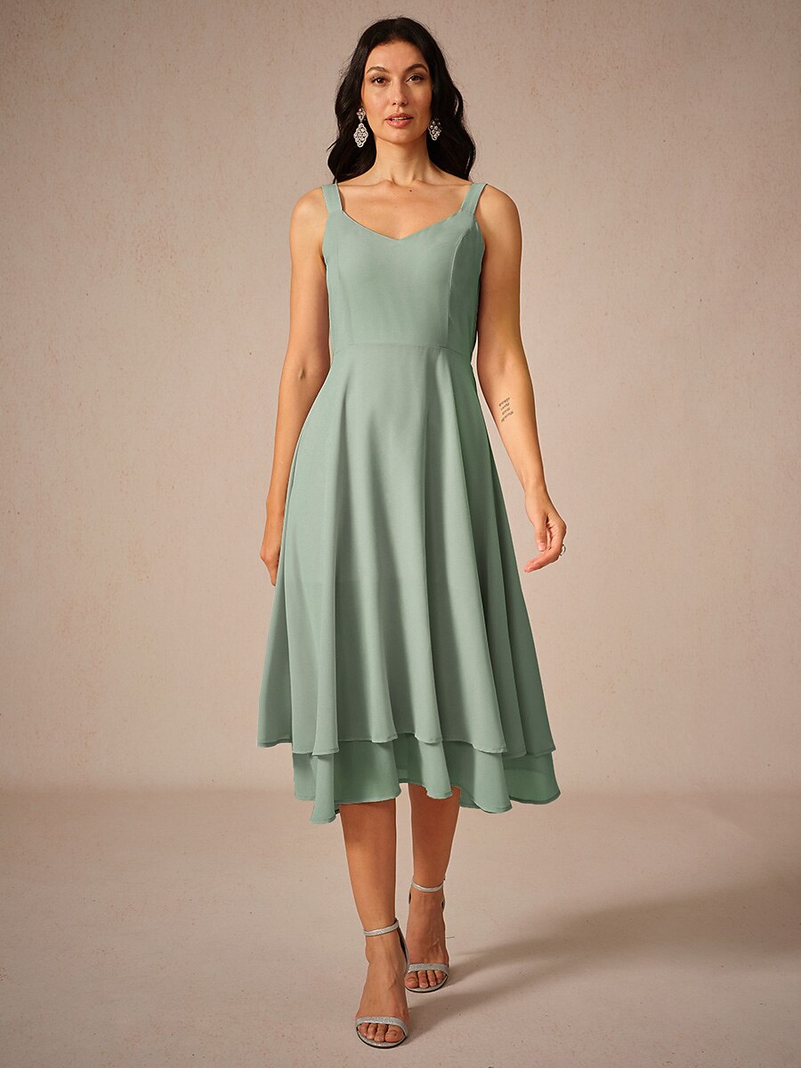 Chiffon Solid Color Lace Dress Set