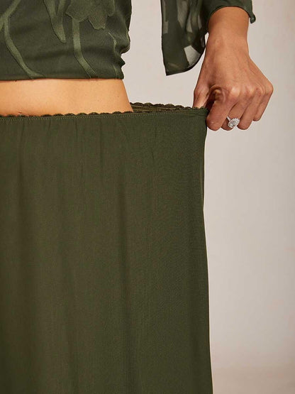 High-Low Overlay Chiffon Skirt with Lining