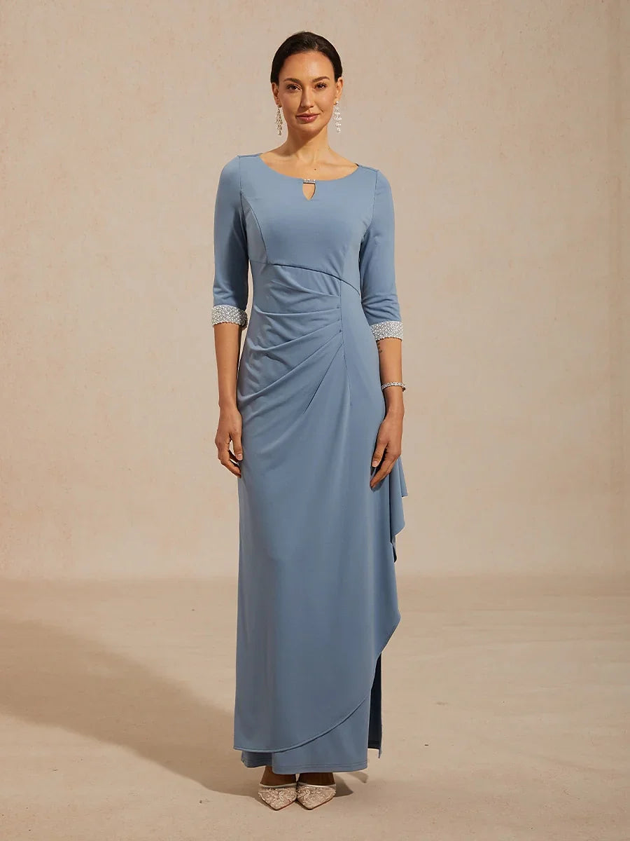 Empire Waist Jersey Dress with Beaded Cuff