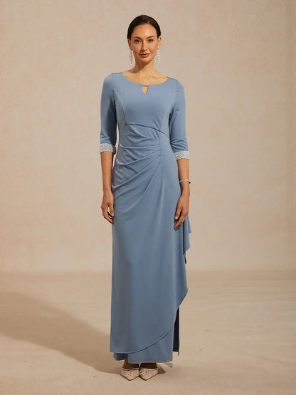 Empire Waist Jersey Dress with Beaded Cuff