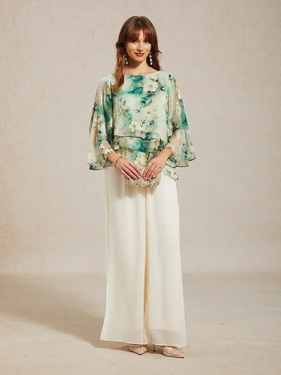 Hose mit geradem Bein und Chiffon-Überzug mit Schlitz am Bein