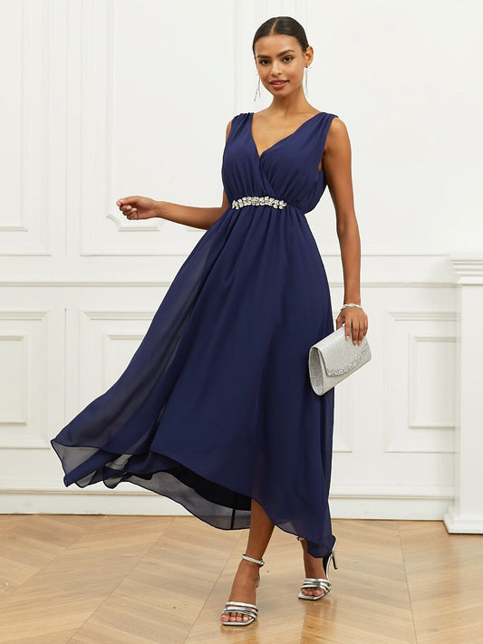 Elegant Sleeveless Chiffon Maxi Dress