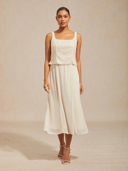 Mesh Sequin 3/4 Sleeve Jacket Dress