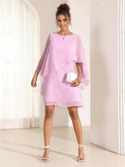 Ruffle Flared Sleeve Chiffon Dress