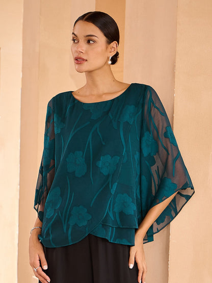 Floral Layered Chiffon Tops