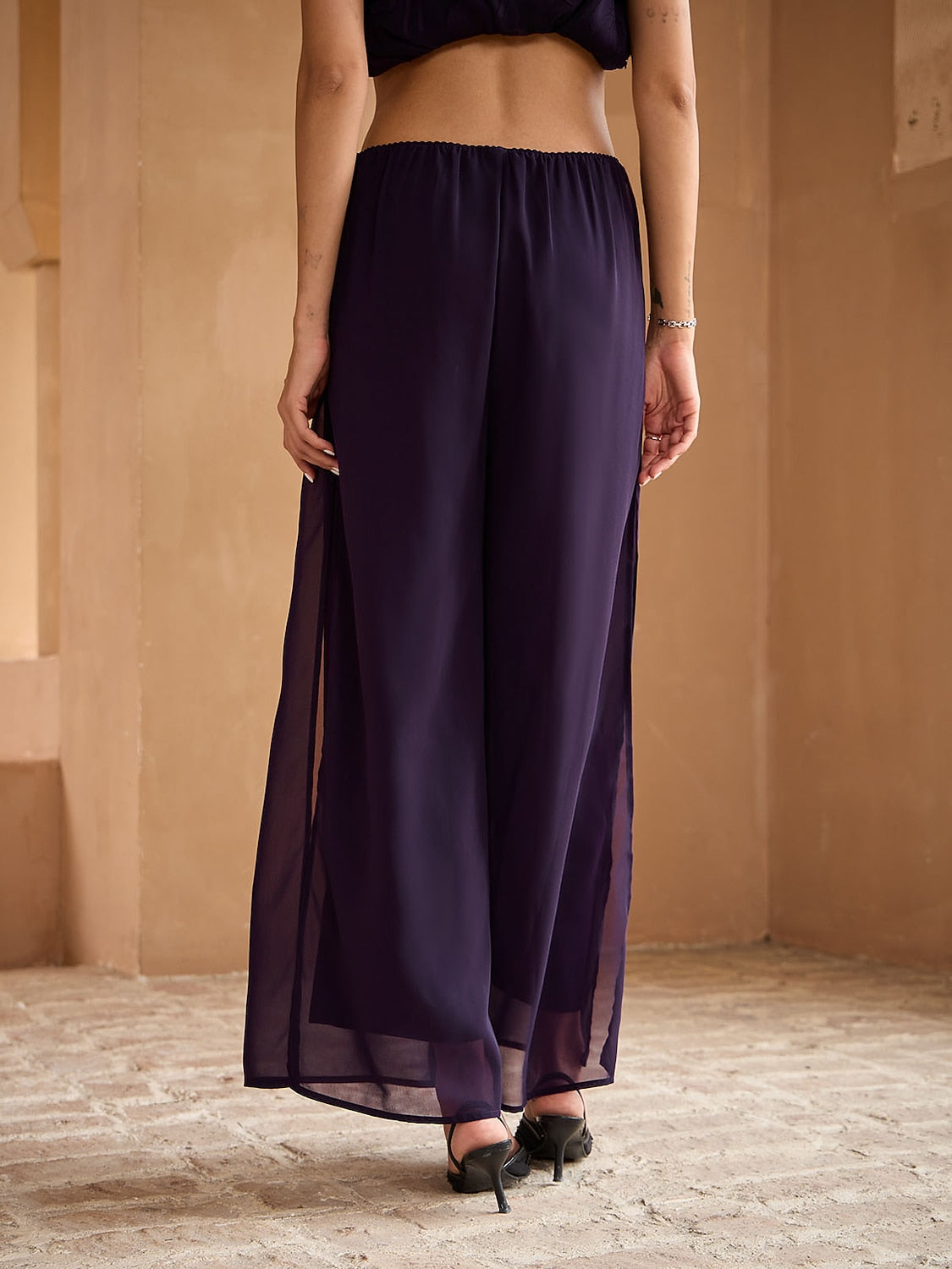 Straight Leg Chiffon Pants
