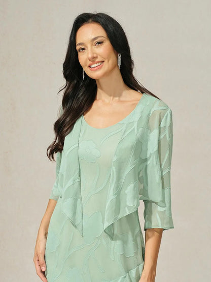 Floral Sheer Chiffon 3/4 Sleeve Shrug