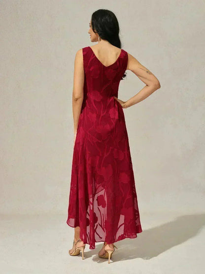 Floral Chiffon Sleeveless Gown