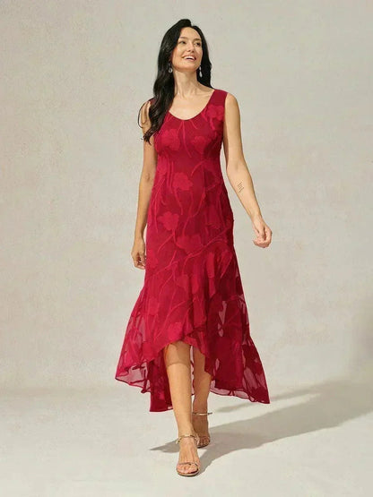 Floral Chiffon Sleeveless Gown