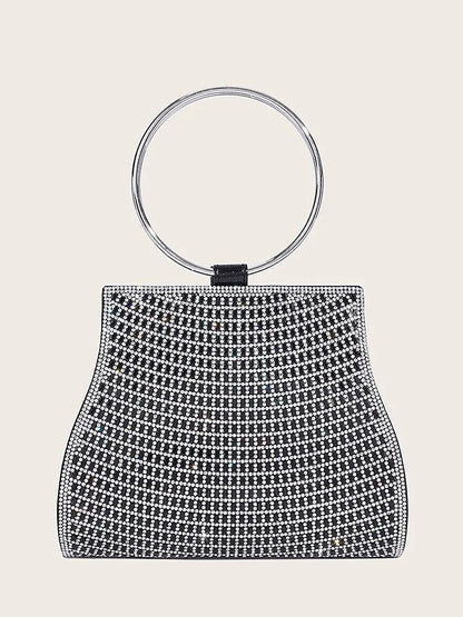 Crystal Clutch with Gold Ring Handle C Elegant Bag