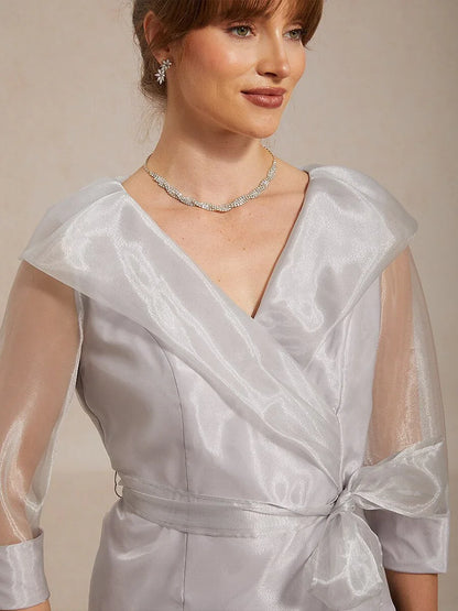 Sheer Organza Collar Tie Dressy Blouse