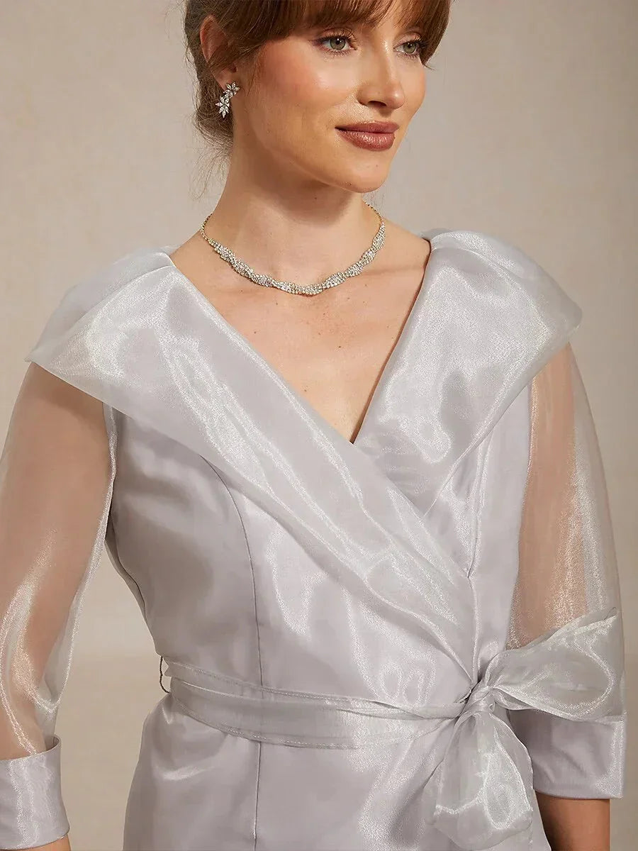 Sheer Organza Collar Tie Dressy Blouse