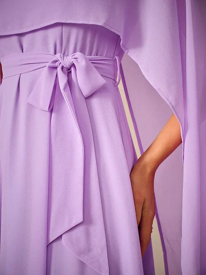 Two-Way Sheer Chiffo Cape Dress