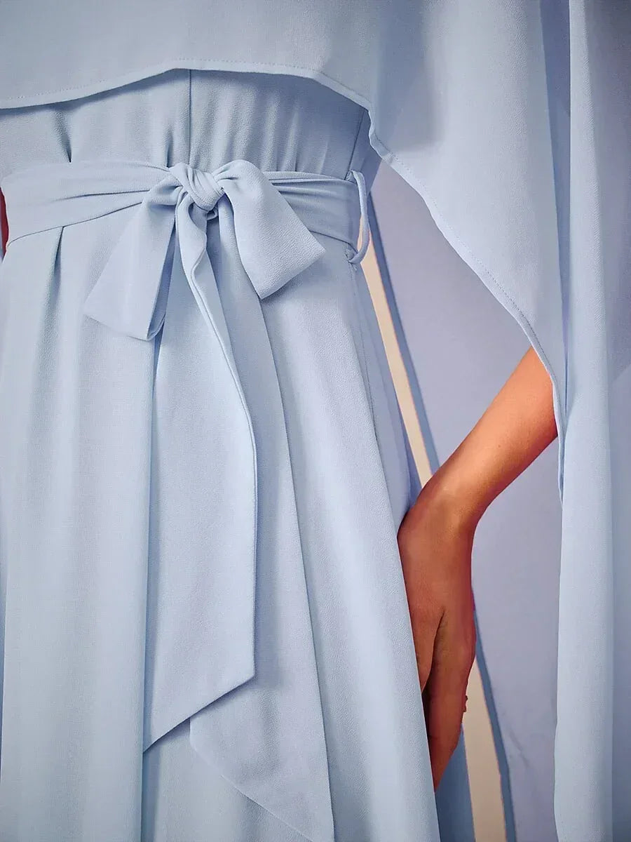 Two-Way Sheer Chiffo Cape Dress