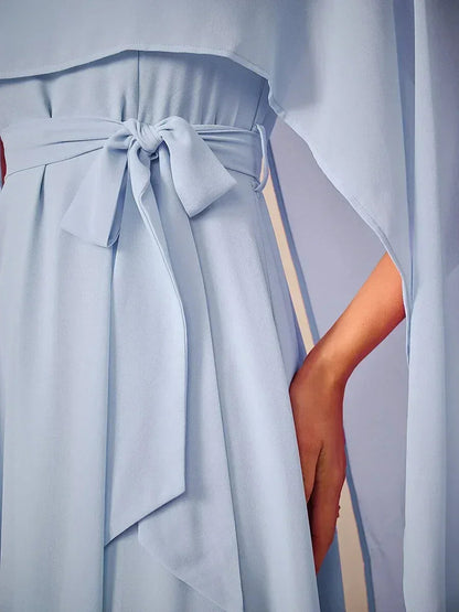 Two-Way Sheer Chiffo Cape Dress