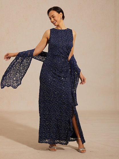 Sequin Lace Long Shawl Wrap