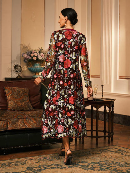Lace Embroidered Floral Dress Set