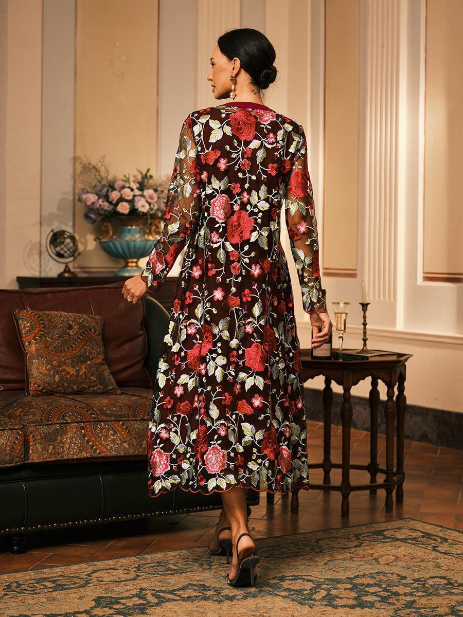 Lace Embroidered Floral Dress Set