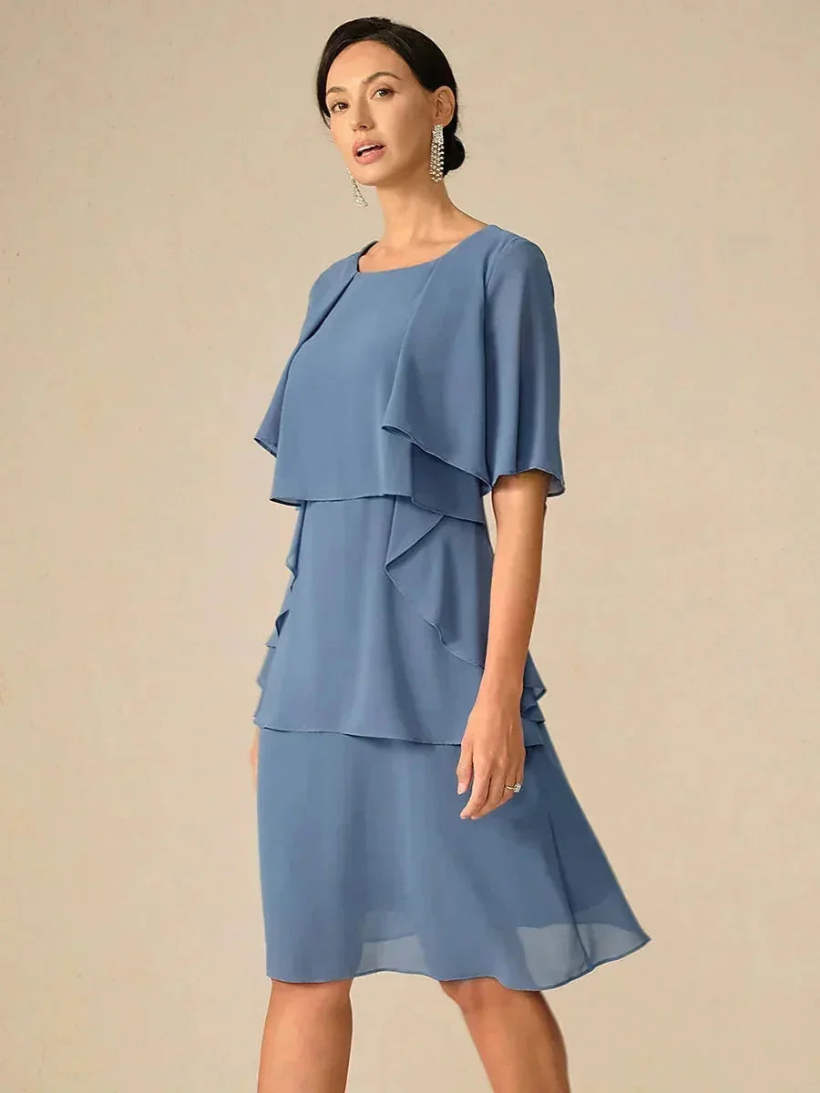 Elegantes mehrlagiges Chiffonkleid