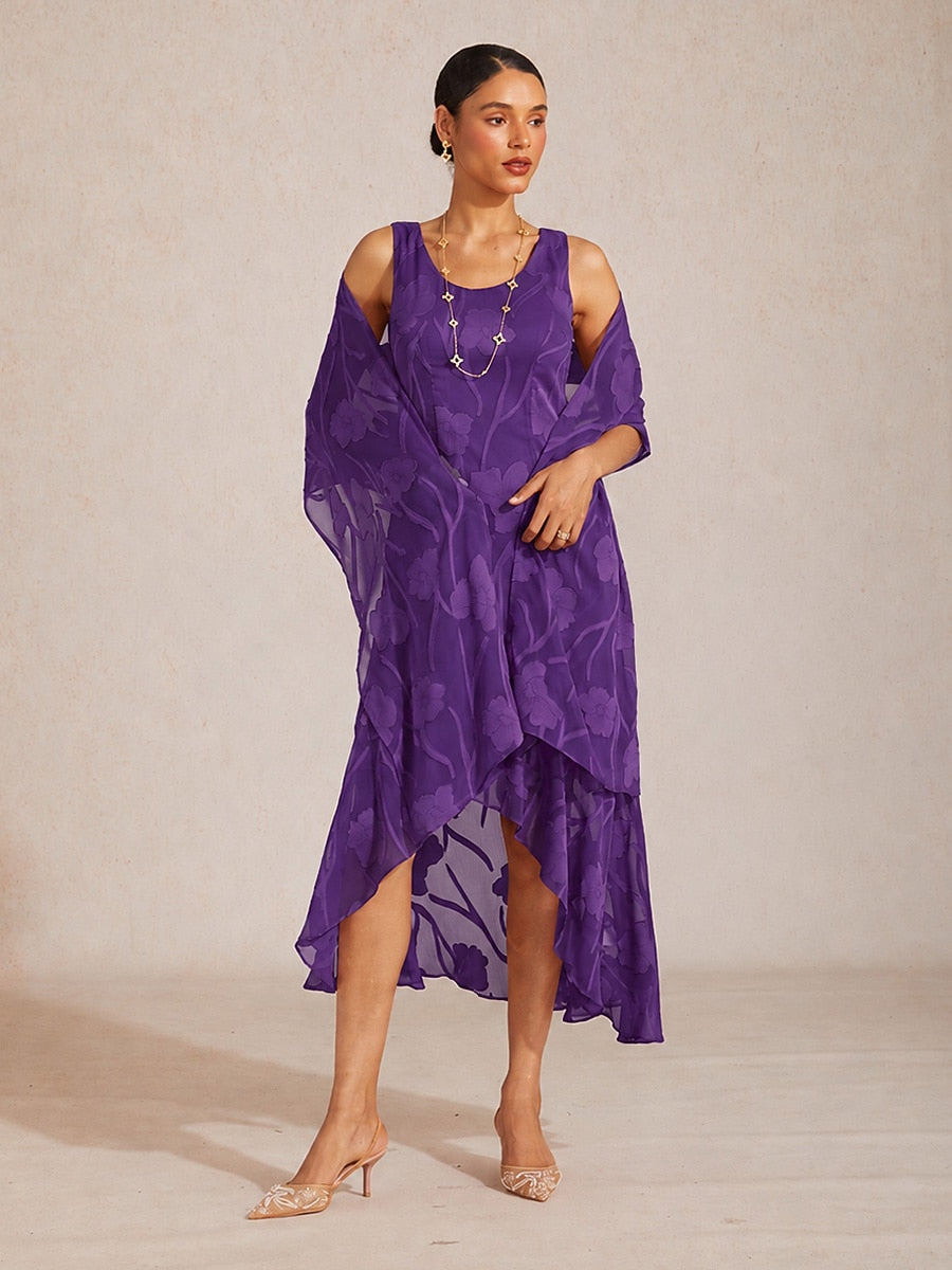 Sheer Floral Chiffon Shawl