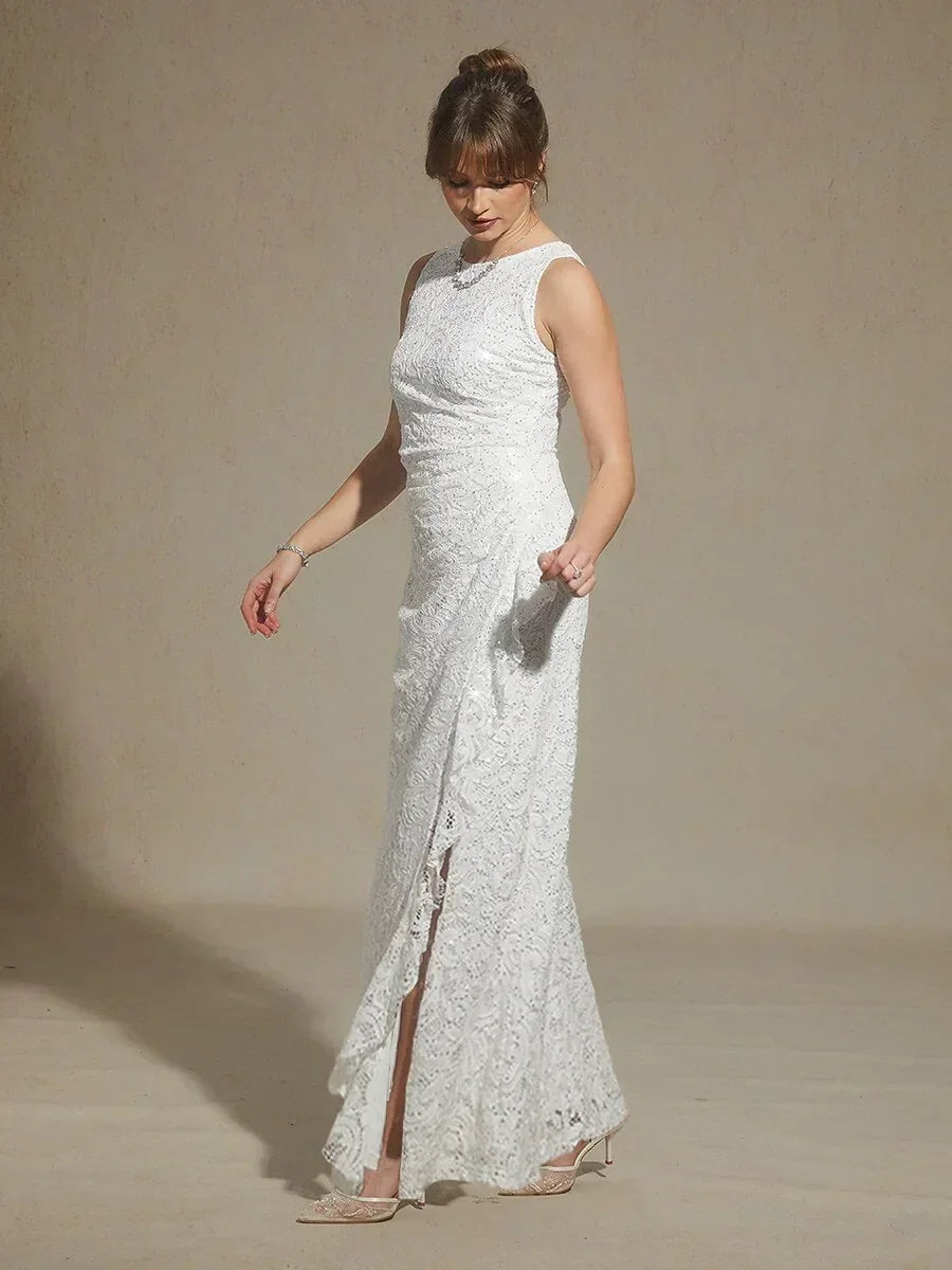 Maxikleid aus Spitze mit Pailletten und Rüschendetail
