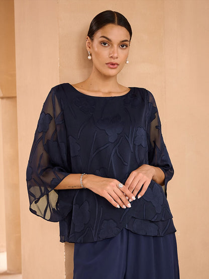 Floral Layered Chiffon Tops