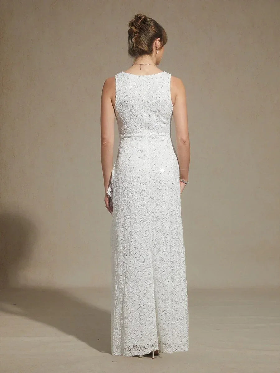 Maxikleid aus Spitze mit Pailletten und Rüschendetail