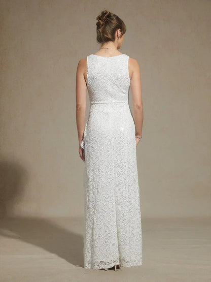 Maxikleid aus Spitze mit Pailletten und Rüschendetail