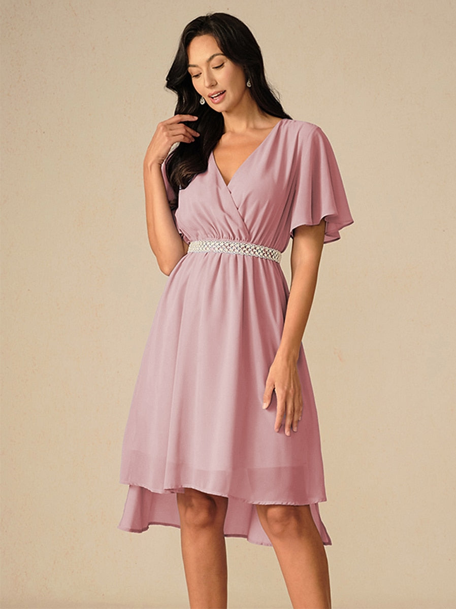 Elegant Pastel Green A-Line Chiffon Dress