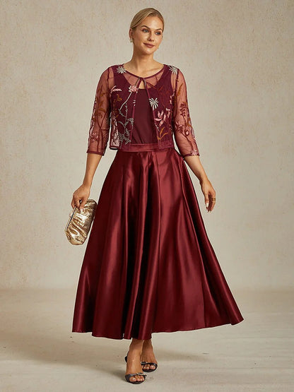 Floral Embroidered Lace Jacket with Rhinestone Button
